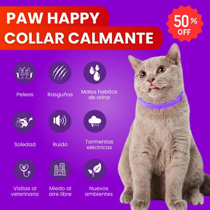 PawHappy™ Collar Calmante para gatos + Cepillo GRATIS
