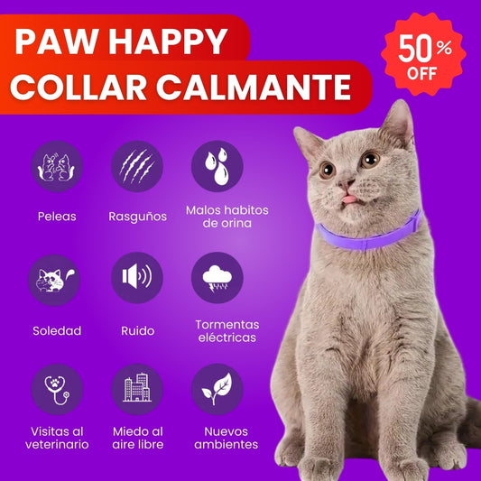 PawHappy™ Collar Calmante para gatos + Cepillo GRATIS