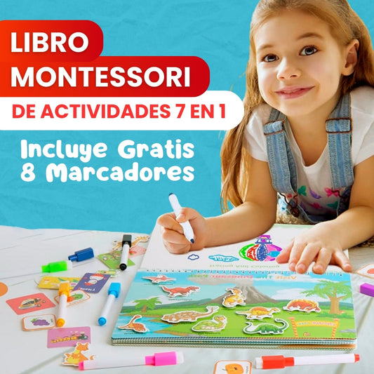 Libro Montessori de Actividades 7 en 1 + 8 Marcadores Gratis